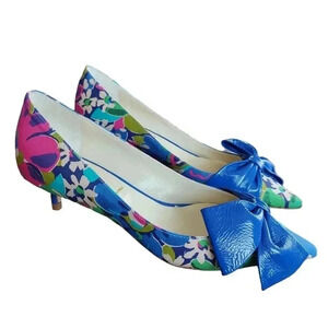 Butter, made in Italy, floral bow kitten heel